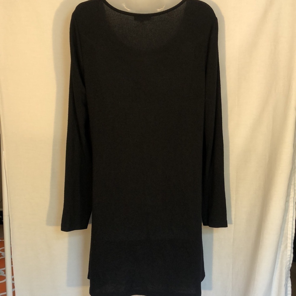 Z Supply Black Lightweight Sweater Mini Dress Tunic, Pockets Black Size L - Picture 3 of 4